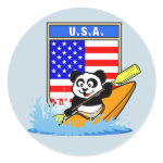This cute panda bear is kayaking in front of an American flag! How cute is that? makes a perfect gift for active outdoor people or kayaking fanatics from the United States of America. Great for everyone who loves cute pandas and kayaking.