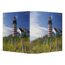 USA, Maine, Lubec. West Quoddy Head Lighthouse 3 Ring Binders