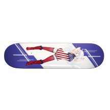 USA Manga girl dressed in Flag - America Skateboard Decks