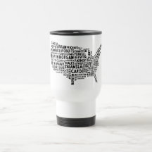 USA Map of Welsh Place Names Mug