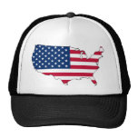 Usa Map, United States flag Trucker Hats