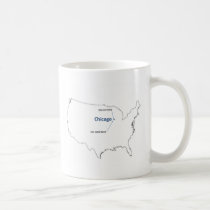 USA map with Chicago in it. Mug