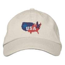 USA Map with Eagle and Star Emrboidered Hats Embroidered Hat