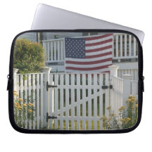 USA, Massachusettes, Gloucester: Patriotic Fence Laptop Sleeves