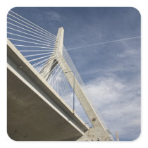 USA, Massachusetts, Boston. The Zakim Bridge. Square Sticker