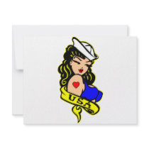 USA Navy Pinup Girl Personalized Invitations