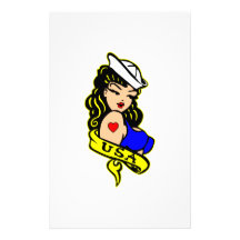 USA Navy Pinup Girl Personalized Stationery