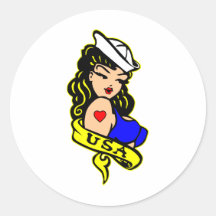 USA Navy Pinup Girl Sticker