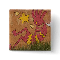 USA, New Mexico, Santa Fe. Wall mural of a Button