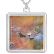 USA, New York, Adirondacks, Fallen Leaves in Personalized Necklace
