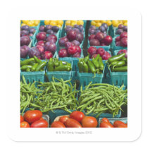 USA, New York State, New York, Vegetables and Sticker