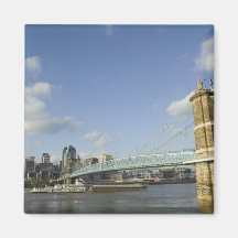 USA, Ohio, Cincinnati: Roebling Suspension 2 Refrigerator Magnets