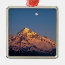 USA, Oregon, Mt Hood. Sunset creates alpenglow Christmas Tree Ornament