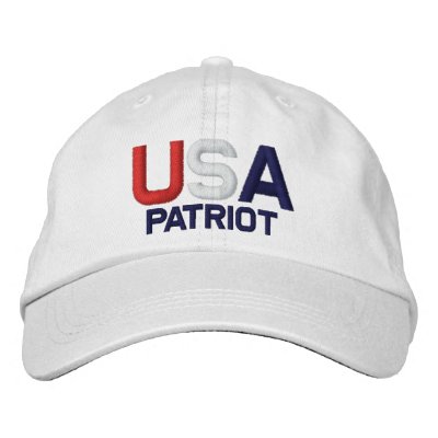 USA Patriot Red White Blue Embroidered White Hat Embroidered Hats