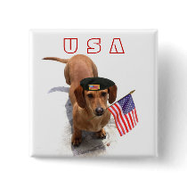 USA Patriotic dachshund button