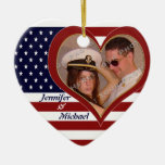 USA Patriotic Flag Heart Your Photo Ornamenent Christmas Ornament