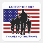 USA Patriotic Flag Soldiers Silhouette Stickers