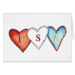 USA Patriotic Hearts Card