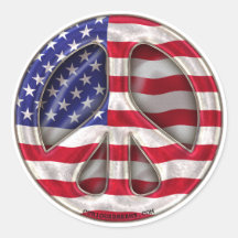 USA Peace Flag Round Stickers