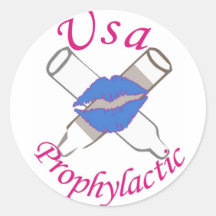 Usa Prophylactic Round Sticker