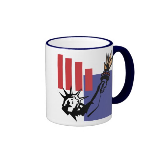 USA-Red Blue Statue of Liberty Coffee Mugs