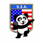This adorable little panda is too cute! He's featured in front of a flag from United States of America and ready to throw his shot in a track and field shot put competition. This cute design is perfect for athletes and shot put fans.