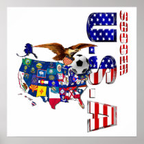 USA Soccer Map Posters