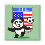 This adorable little panda is too cute! He's featured in front of a large flag from the United States of America and ready to play football and score some goals. This cute design is perfect for football players and soccer fans.