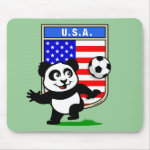 This adorable little panda is too cute! He's featured in front of a large flag from the United States of America and ready to play football and score some goals. This cute design is perfect for football players and soccer fans.