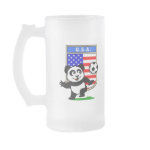 This adorable little panda is too cute! He's featured in front of a large flag from the United States of America and ready to play football and score some goals. This cute design is perfect for football players and soccer fans.