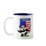 This adorable little panda is too cute! He's featured in front of a large flag from the United States of America and ready to play football and score some goals. This cute design is perfect for football players and soccer fans.