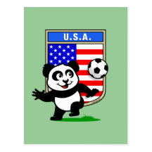 USA Soccer Panda Post Card