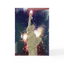 USA Statue of Liberty/fireworks card