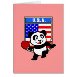 This is a cute shirt for table tennis players and fans. Panda loves to play table tennis in front of this flag of the United States of America! This table tennis panda shirt is a great gift for table tennis players and fans!
