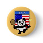 This adorable little panda loves to get out on the court and hits some balls. Panda plays in front of a large flag of the United States of America. This is a great design for anyone who loves to play tennis, watch tennis or just loves cute pandas.