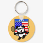 This adorable little panda loves to get out on the court and hits some balls. Panda plays in front of a large flag of the United States of America. This is a great design for anyone who loves to play tennis, watch tennis or just loves cute pandas.