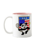 This adorable little panda loves to get out on the court and hits some balls. Panda plays in front of a large flag of the United States of America. This is a great design for anyone who loves to play tennis, watch tennis or just loves cute pandas.