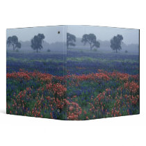 USA, Texas, near Lytle Fog, oaks, blue bonnets Vinyl Binder