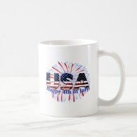 USA text flag in glitters Happy 4th of July Mug