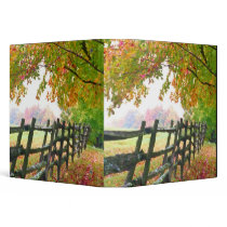 USA, Vermont. Fence under fall foliage. Binder