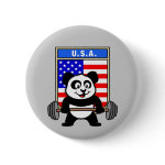 This cute bodybuilding panda loves weightlifting. He stands in front of a large flag of the United States of America. Look how easy he lifts that heavy barbell loaded with weight plates. This design is too cute. Great gifts here for anyone from the USA who loves weightlifting.