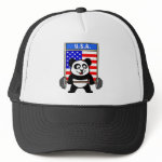 This cute bodybuilding panda loves weightlifting. He stands in front of a large flag of the United States of America. Look how easy he lifts that heavy barbell loaded with weight plates. This design is too cute. Great gifts here for anyone from the USA who loves weightlifting.
