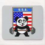 This cute bodybuilding panda loves weightlifting. He stands in front of a large flag of the United States of America. Look how easy he lifts that heavy barbell loaded with weight plates. This design is too cute. Great gifts here for anyone from the USA who loves weightlifting.