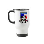 This cute bodybuilding panda loves weightlifting. He stands in front of a large flag of the United States of America. Look how easy he lifts that heavy barbell loaded with weight plates. This design is too cute. Great gifts here for anyone from the USA who loves weightlifting.