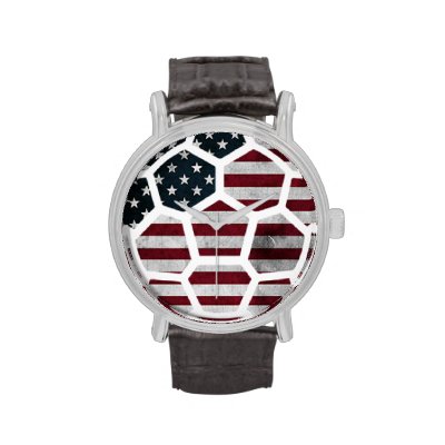 USA Vintage Black Leather Strap Watch