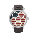 USA Rhinestone with Black Enamel Watch