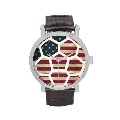 USA Vintage Black Leather Strap Watch