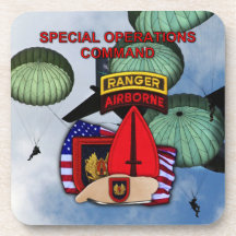 usasoc special ops vets patch Cork Coaster