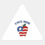USCG Mom Patriotic Apple Triangle Sticker