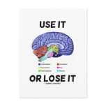 Use It Or Lose It (Brain Anatomy Humor Saying) postcards